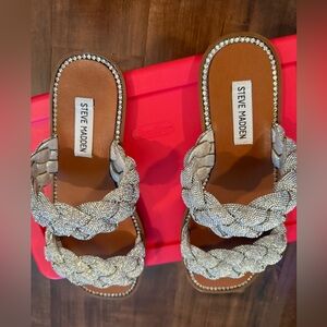 Steve Madden Newbie Braided Rhinestone Slide Sandals